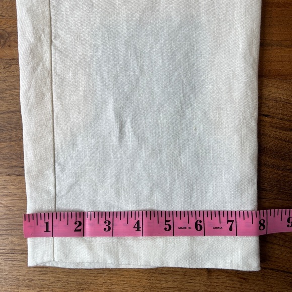 2/$30 Pure Linen White Capri Pants Coastal Casual Contemporary Zipper FLAW - Picture 6 of 10